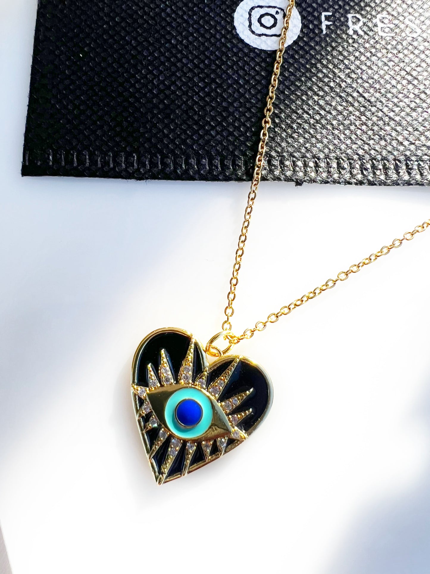 Black Heart Evil Eye Necklace