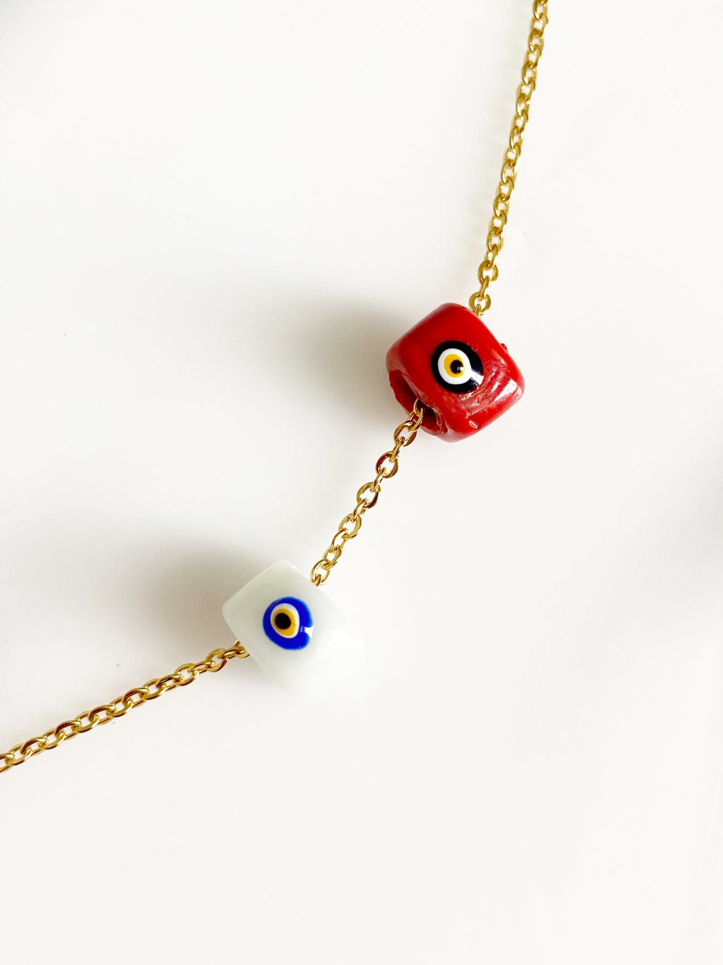 Evil Eye Cube Charm Necklace No