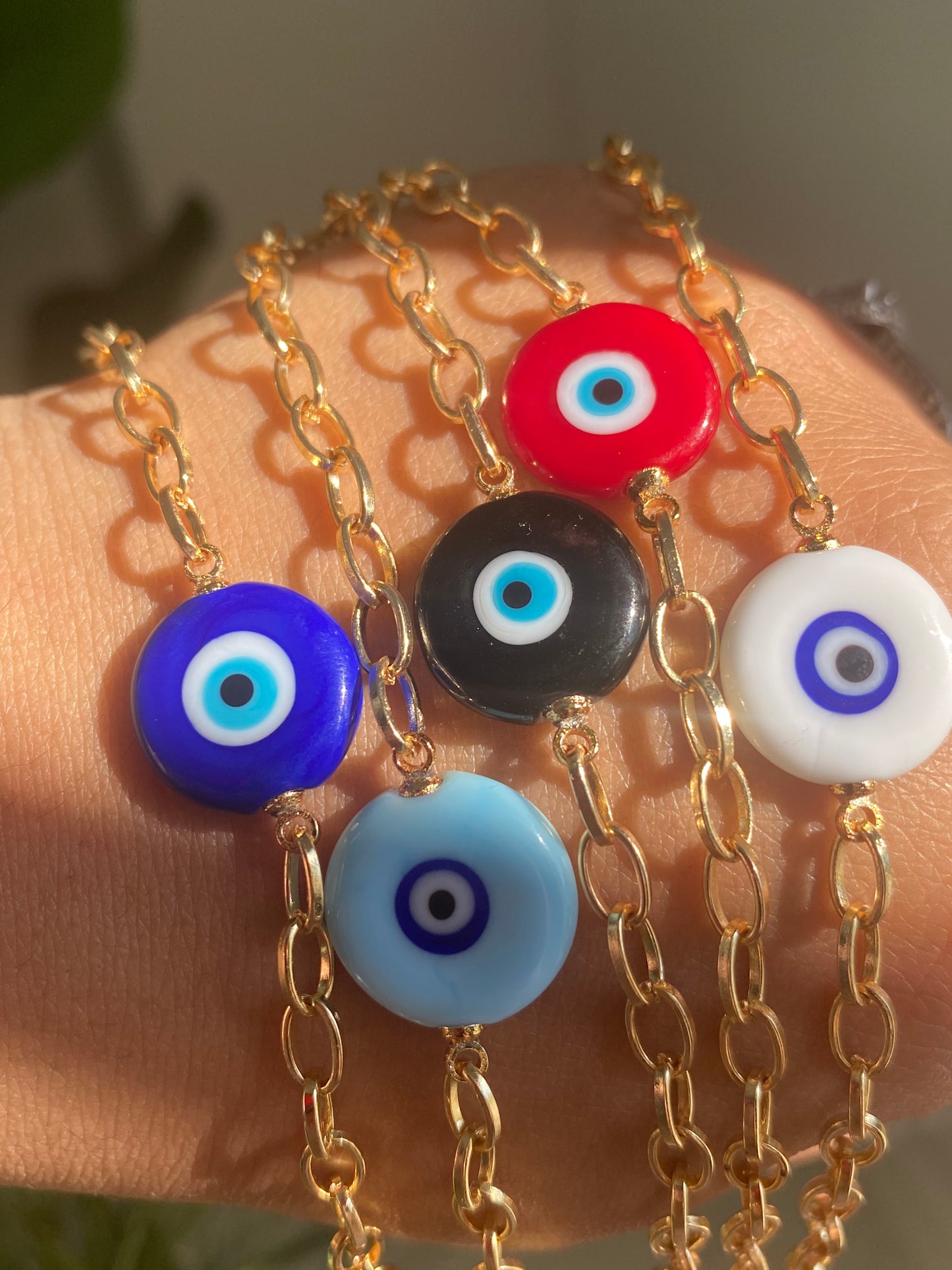 Evil Eye Glass Chain Bracelet