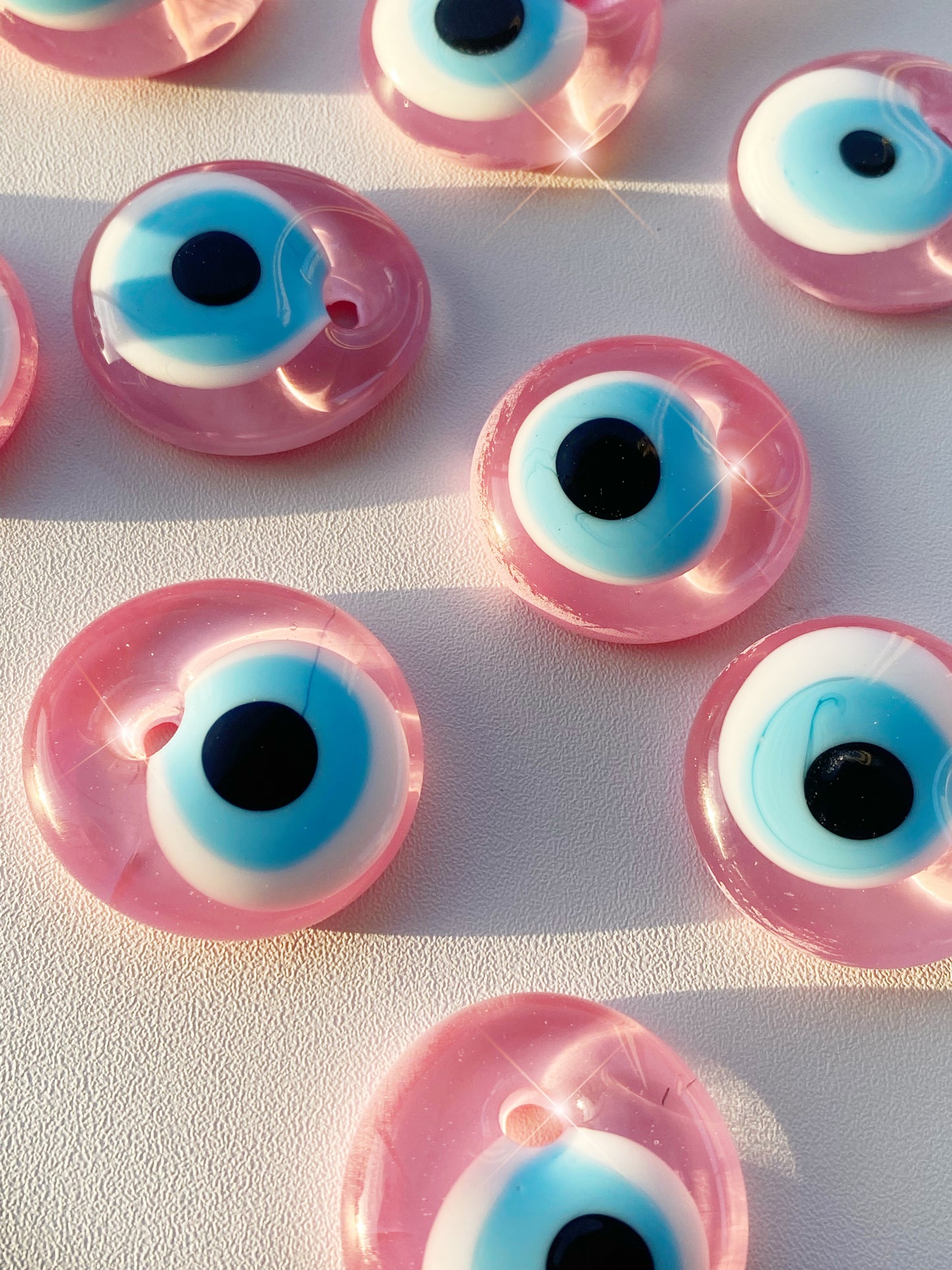 EXCLUSIVE! Pink Evil Eye Glass Amulet