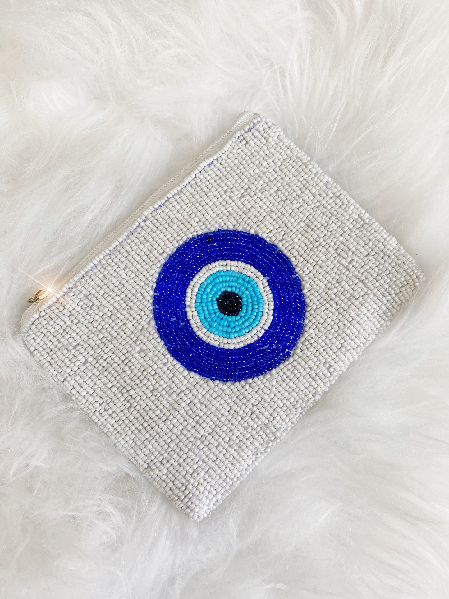 Evil Eye Beaded Zipper Purse