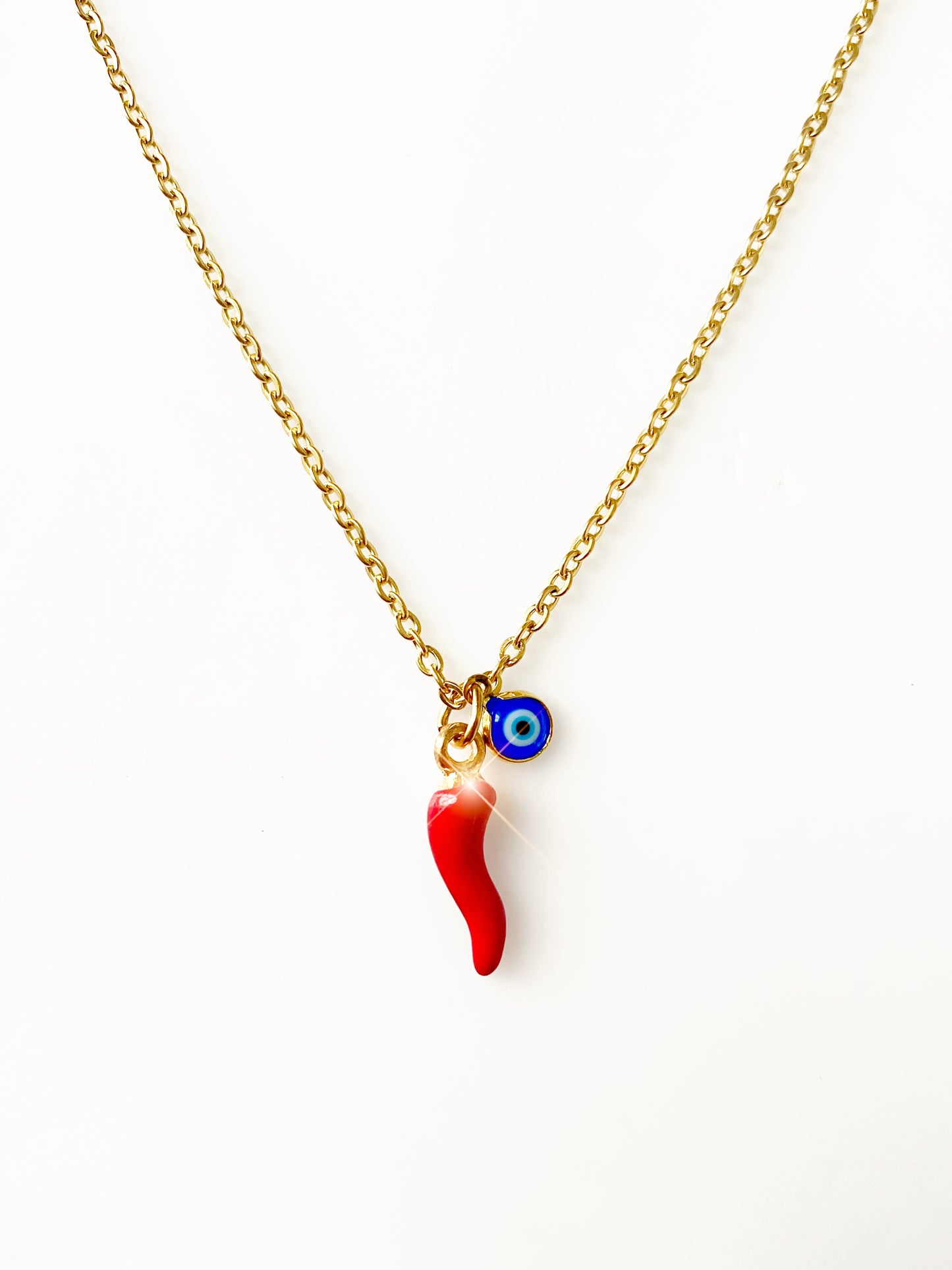 Red Chili Evil Eye Cornicello Necklace