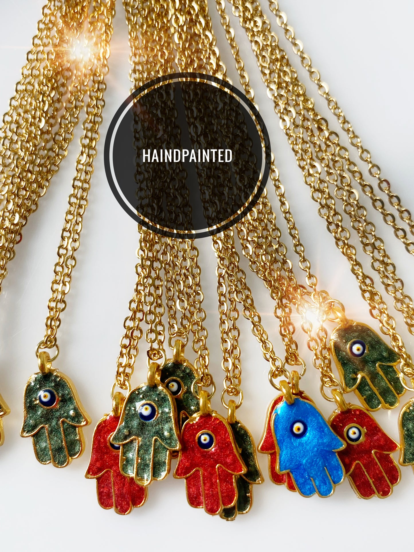 Holiday Handpainted Hamsa Necklace