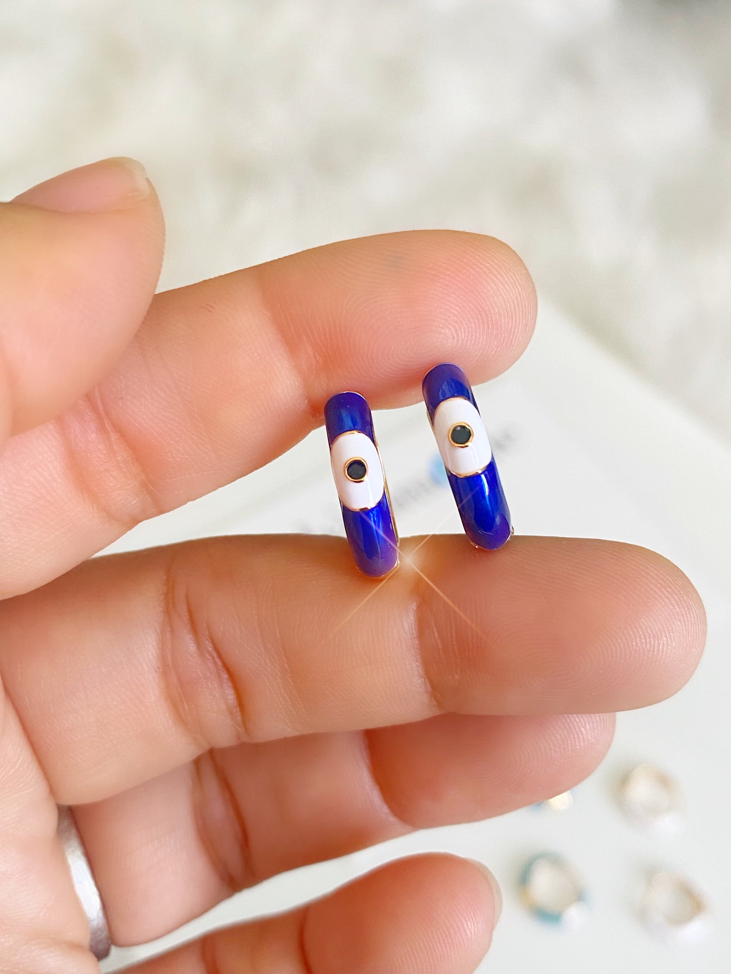 Classic Evil Eye Huggie Earrings