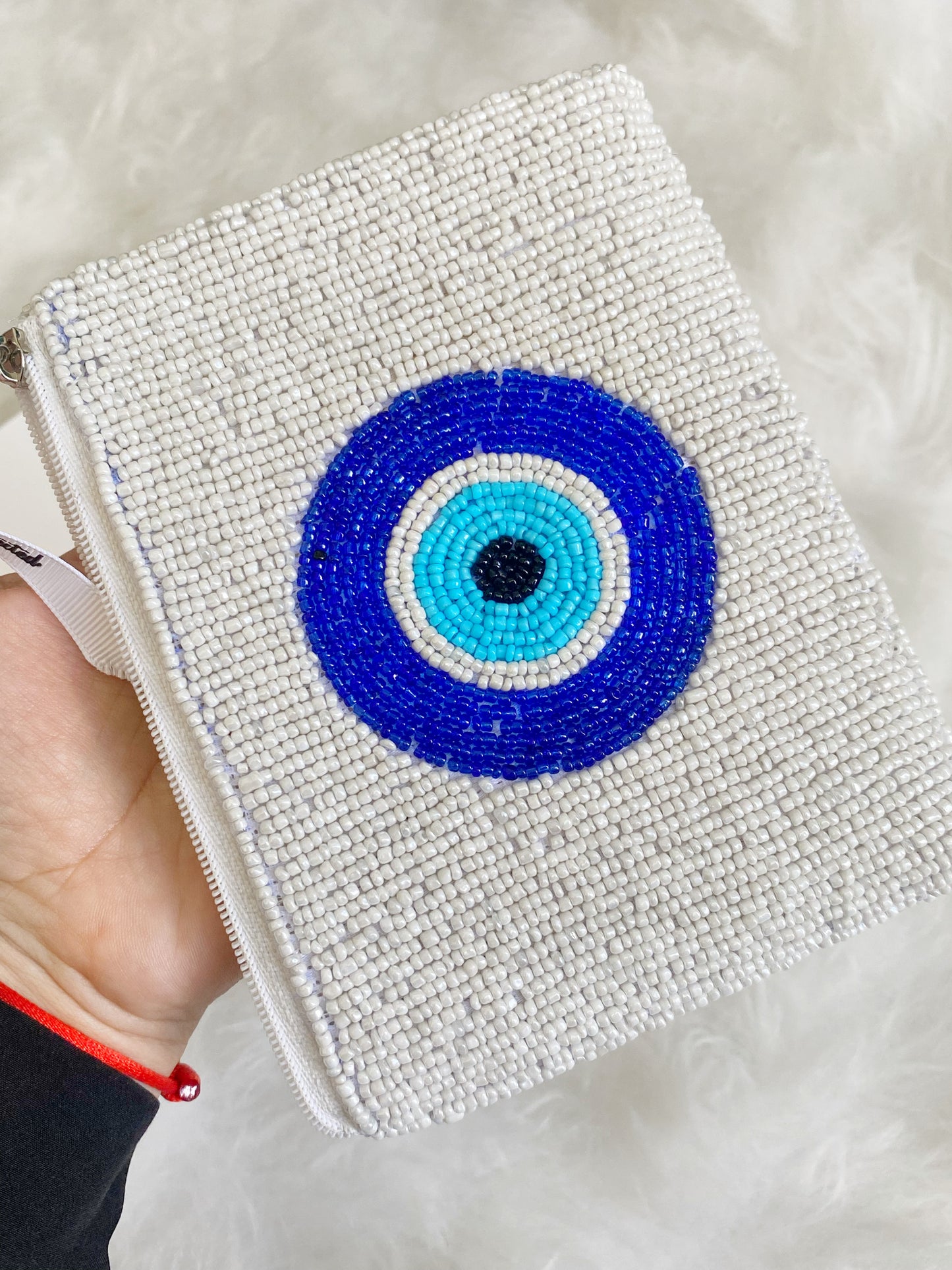 Evil Eye Beaded Zipper Purse