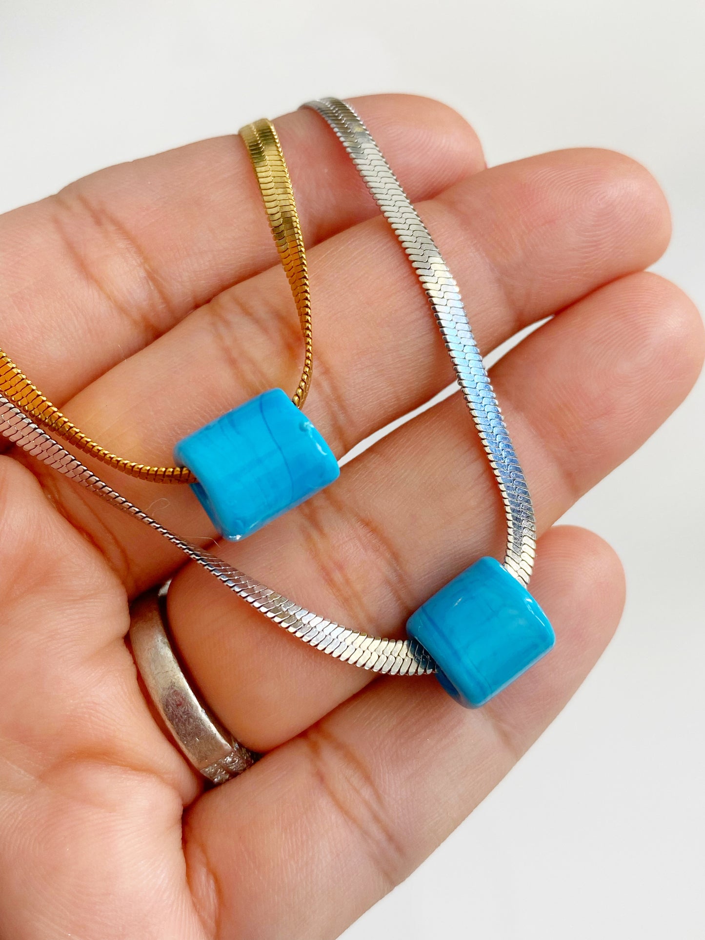 Turquoise Nazar Herringbone Necklace