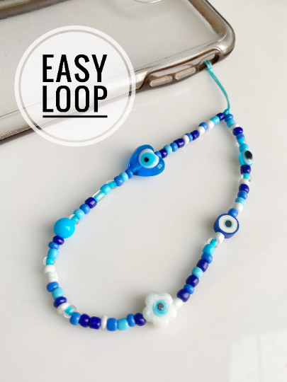 Evil Eye Beaded Phone Chain Charm Bracelet